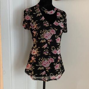 Almost famous floral, romantic, black cottagecore Womens M  polyester top